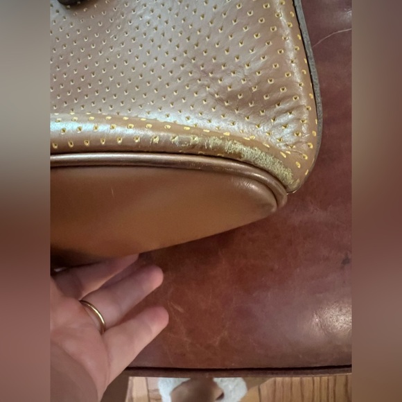 Dooney & Bourke Tan Perforated Leather Bucket Bag - Picture 10 of 15